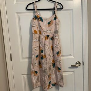 Rachel Zoe 100% linen floral sweetheart neckline sundress